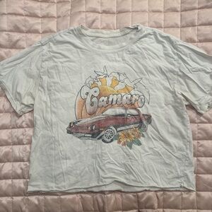 Camaro White Graphic Crop Top